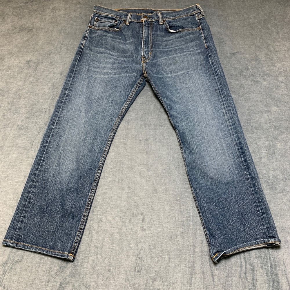 Levi's 505 Jeans Mens 36x30 Blue Flex Stretch Medium Wash Straight Regular Fit